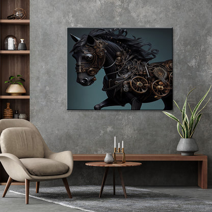 Tableau Steampunk Cheval Noir 2