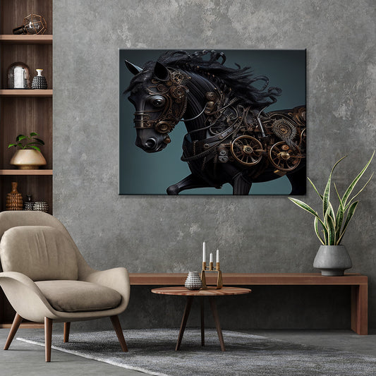 Tableau Steampunk Cheval Noir 2