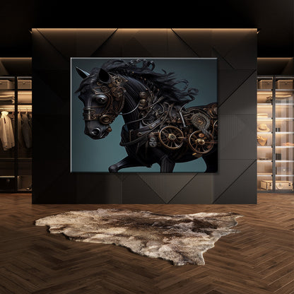 Tableau Steampunk Cheval Noir 2