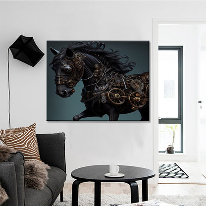 Tableau Steampunk Cheval Noir 2