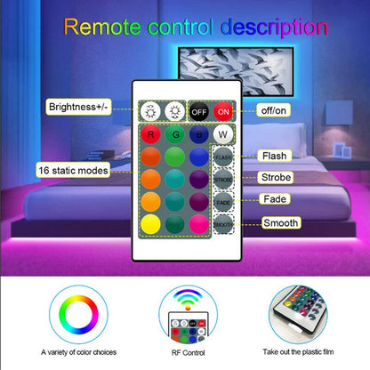 Bande lumineuse LED avec télécommande multi couleurs - 2 Mètre -  30LED / M - Home sweet - GAMING, LED