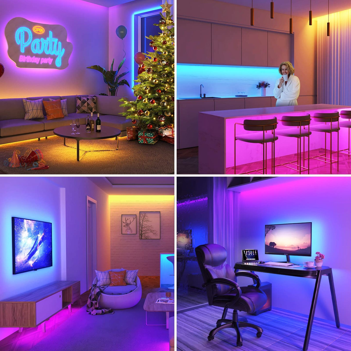 Bande lumineuse RGB LED avec télécommande et Bluetooth - 5 /10 / 20 Mètre - 60LED / M - Home sweet - GAMING, LED