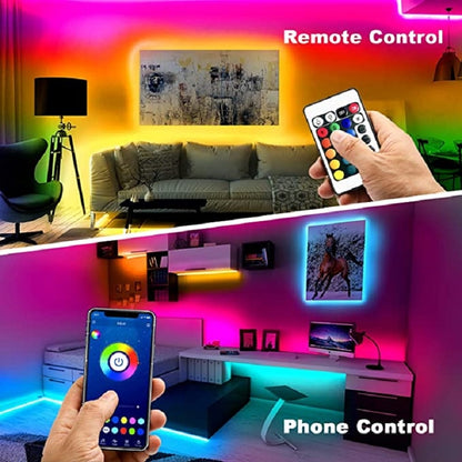 Bande lumineuse RGB LED avec télécommande et Bluetooth - 5 /10 / 20 Mètre - 60LED / M - Home sweet - GAMING, LED