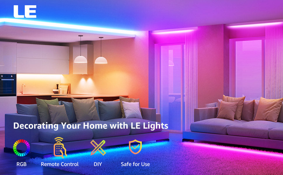 Bande lumineuse RGB LED avec télécommande et Bluetooth - 5 /10 / 20 Mètre - 60LED / M - Home sweet - GAMING, LED