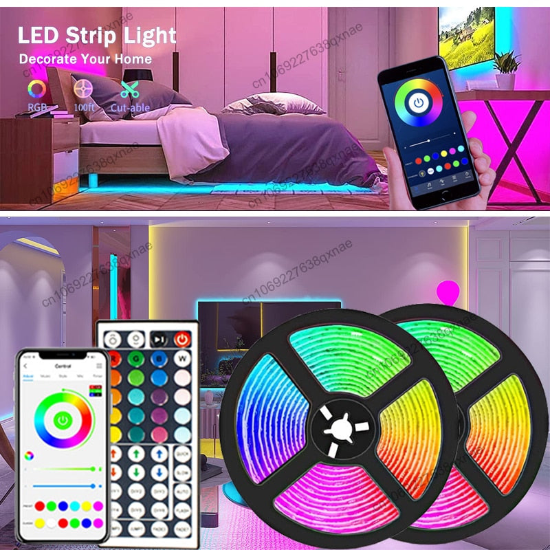 Bande lumineuse RGB LED avec télécommande et Bluetooth - 5 /10 / 20 Mètre - 60LED / M - Home sweet - GAMING, LED