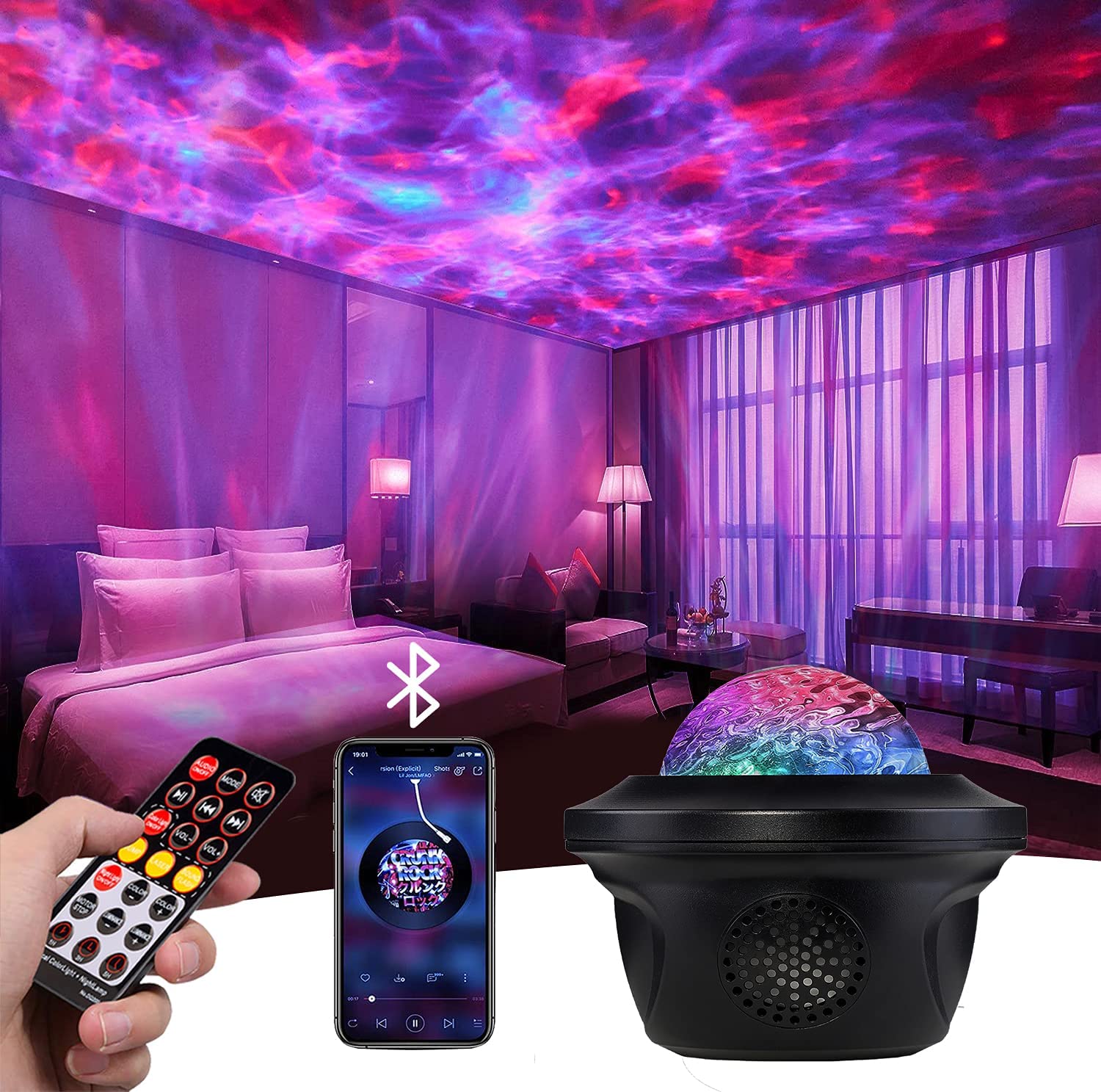 Projecteur LED - Bluetooth - Enceinte - 14 Couleurs & Batterie - Home sweet - GAMING, LED