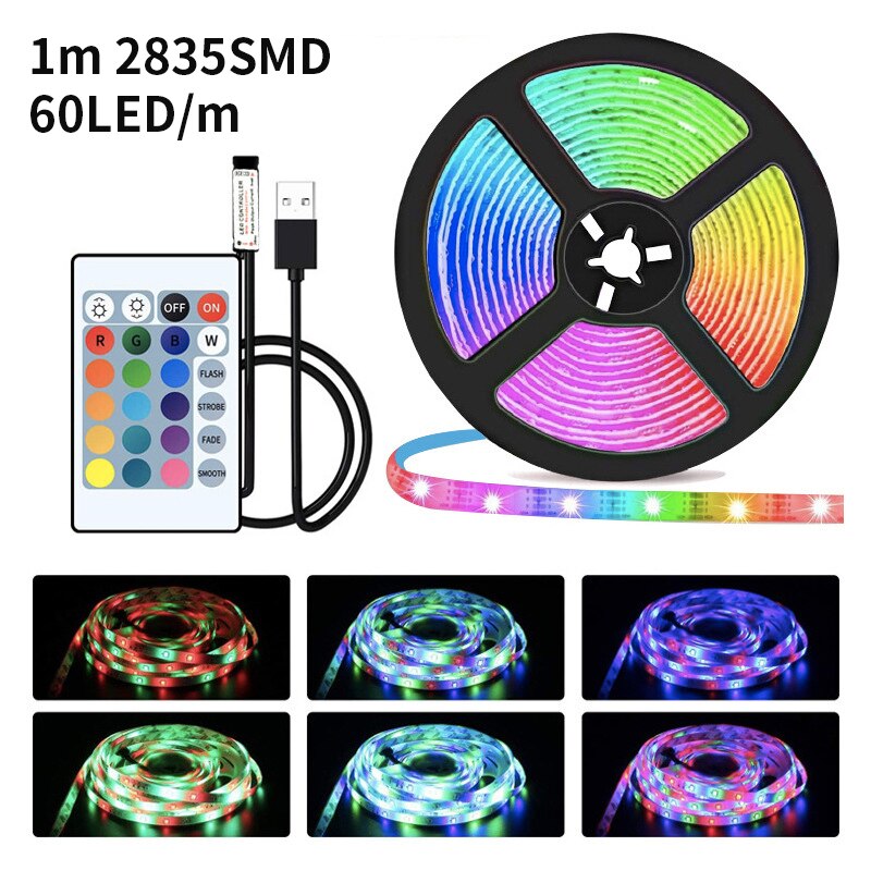 Bande lumineuse LED avec télécommande multi couleurs - 1 Mètre -  60LED / M - Home sweet - GAMING, LED