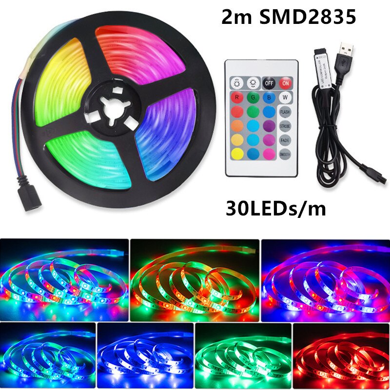 Bande lumineuse LED avec télécommande multi couleurs - 2 Mètre -  30LED / M - Home sweet - GAMING, LED